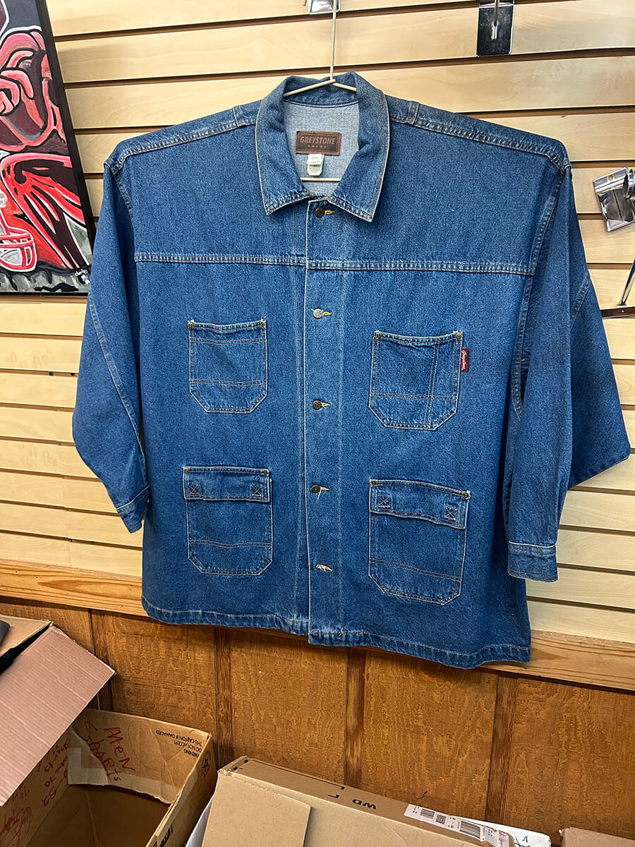 Durable denim work shirt jacket.